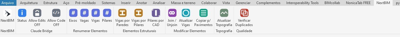 Ribbon do plugin NextBIM para Revit