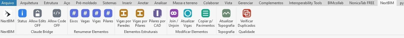 Ribbon do plugin NextBIM para Revit